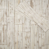 Peel and stick DIY wood wall panelling in coral