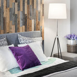 Wood wall panels used within a bedroom