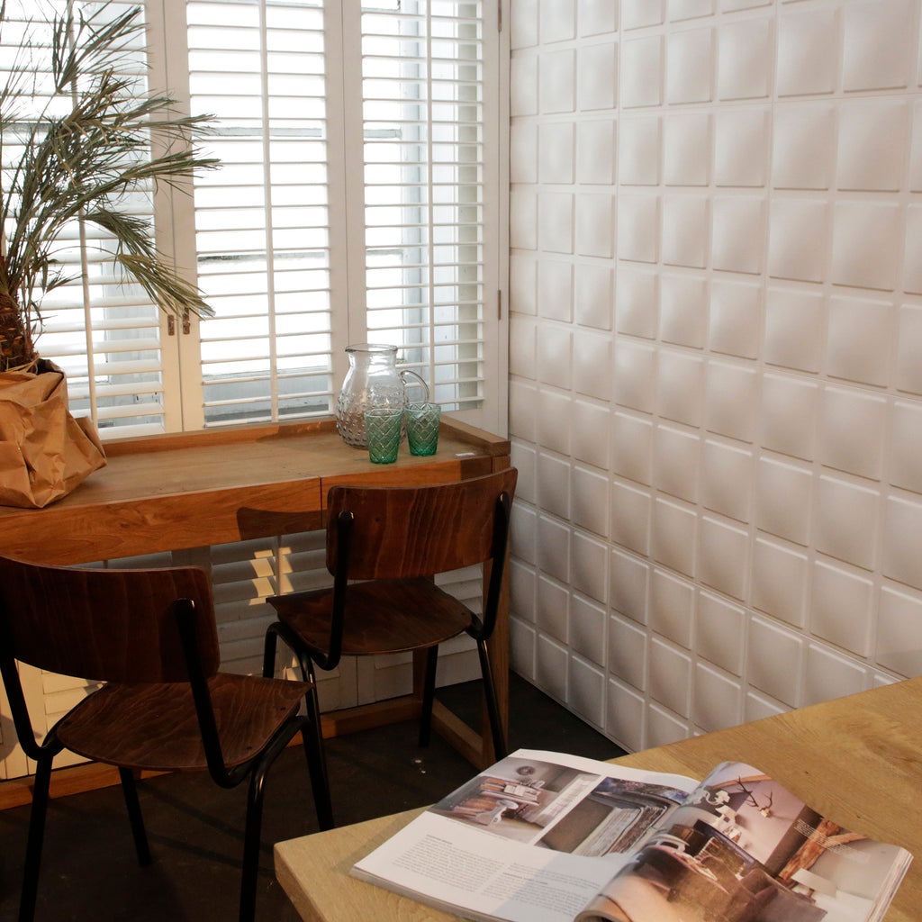 3D cube wall used within a dining room