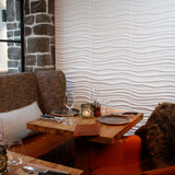 Decorative 3D wall panels used within a cafe