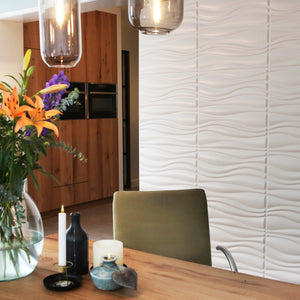 Modern kitchen diner with wave panels