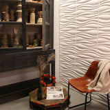 Wave panels used within a rustic interior.