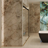 Marble wall panels in a bathroom