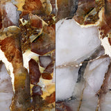 Two panels of the Papetta design. The design is based on a close up of marble and precious stones in orange and browns.