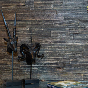Dark wood self adhesive panelling within a home