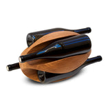 A Rugby wine rack in oak holding 4 red wines.
