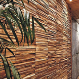Teak wood wall Tarang used in a hallway