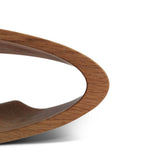 Close up of a section of the Ellipse wine rack to show the wood grain visible within the oak wood option.