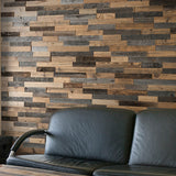 Mixed wood wall panels in a reception